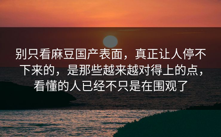 别只看麻豆国产表面，真正让人停不下来的，是那些越来越对得上的点，看懂的人已经不只是在围观了