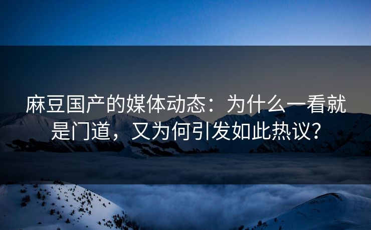 麻豆国产的媒体动态：为什么一看就是门道，又为何引发如此热议？